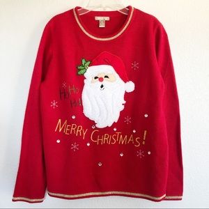 Ugly Christmas Sweater w Santa Design Sz Medium